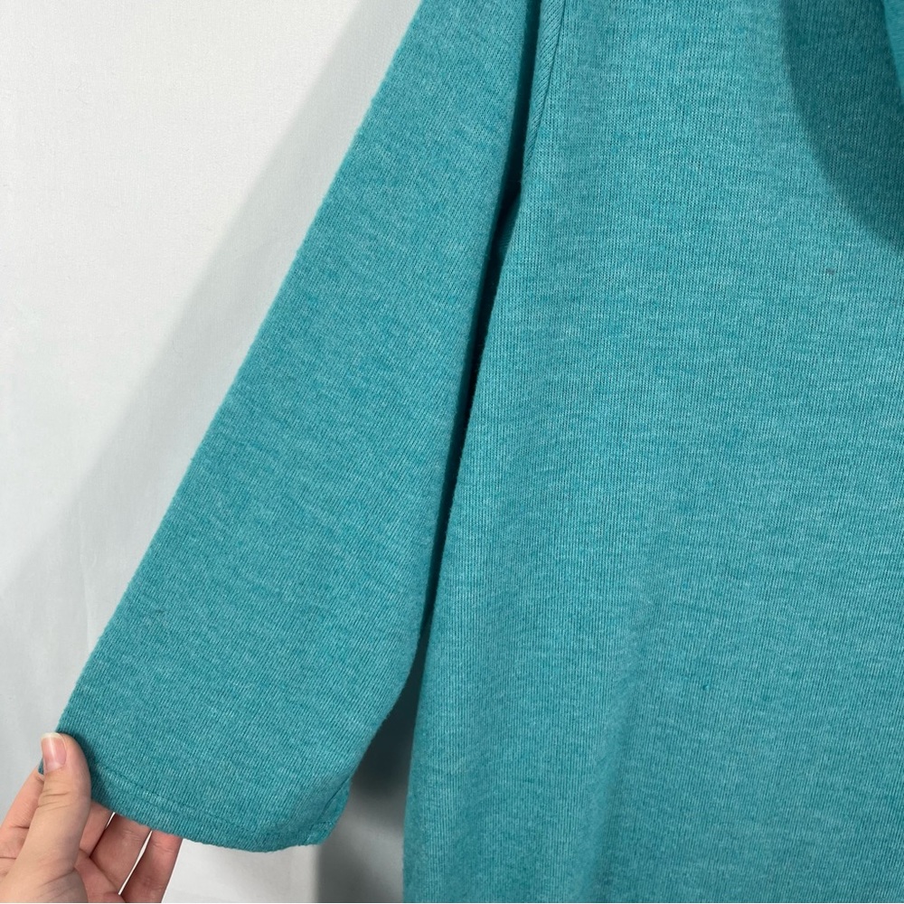 Forgotten Grace Teal Funnel Cowl Neck Soft Knit Half Sleeve Pullover Sweater 2XL - Picture 2 of 4